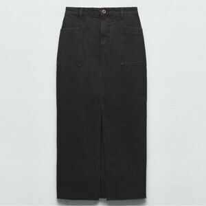 Zara Black Denim Midi Skirt Size L
